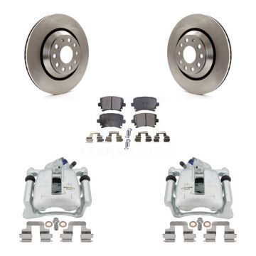 Rear Disc Brake Caliper Rotors And Semi-Metallic Pads Kit For Volkswagen CC Passat KC8-100544P