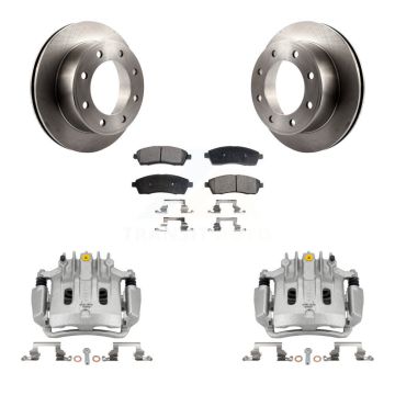 Rear Brake Caliper Rotor Semi-Metallic Pad Kit For Ford F-350 Super Duty F-250 Excursion KC8-100545P