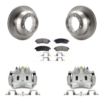 Rear Disc Brake Caliper Rotors And Semi-Metallic Pads Kit For Ford F-350 Super Duty KC8-100546P