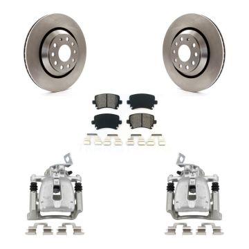 Rear Disc Brake Caliper Rotors And Semi-Metallic Pads Kit For 2009 Volkswagen Passat CC KC8-100552S