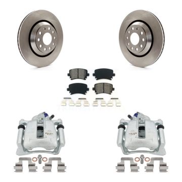 Rear Disc Brake Caliper Rotors And Semi-Metallic Pads Kit For Volkswagen CC Passat KC8-100554S