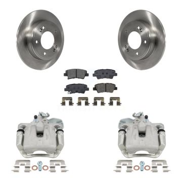 Rear Disc Brake Caliper Rotors And Semi-Metallic Pads Kit For 2017-2018 Kia Soul KC8-100561S