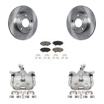 Rear Disc Brake Caliper Rotors And Ceramic Pad Kit For 2014-2016 Mazda 3 Sport 2.5L/2.0L KC8-100566C