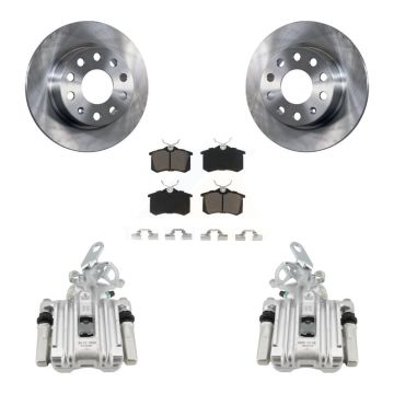 Rear Disc Brake Caliper Rotors And Ceramic Pads Kit For Volkswagen Jetta Beetle Audi A3 KC8-100572C