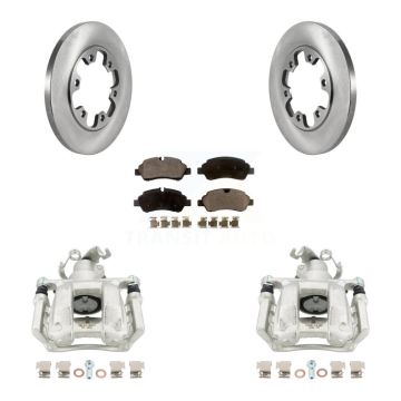 Rear Brake Caliper Rotor Semi-Metallic Pad Kit For Ford Transit-350 HD With 6 Lug Wheels KC8-100573P