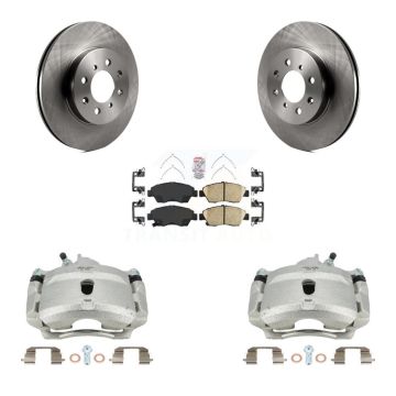 Front Brake Caliper Rotor Ceramic Pad Kit For Honda Civic Si with 1.7L With 4 Lug Wheels KC8-100575N