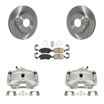 Front Brake Caliper Rotor Ceramic Pad Kit For Honda Civic Si with 1.7L With 5 Lug Wheels KC8-100576N