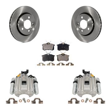 Rear Disc Brake Caliper Rotors And Semi-Metallic Pads Kit For Volkswagen Jetta Golf KC8-100576P