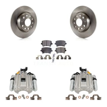 Rear Disc Brake Caliper Rotors And Semi-Metallic Pads Kit For Volkswagen Jetta KC8-100577P