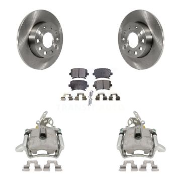 Rear Disc Brake Caliper Rotors And Semi-Metallic Pads Kit For Volkswagen Jetta Rabbit KC8-100579P