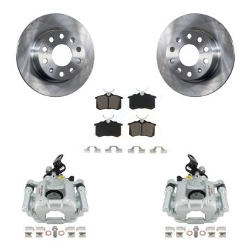 Rear Disc Brake Caliper Rotors And Ceramic Pads Kit For Volkswagen Jetta Beetle KC8-100580C