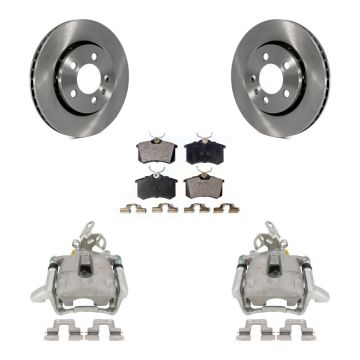 Rear Disc Brake Caliper Rotors And Semi-Metallic Pads Kit For 2005 Volkswagen Jetta 2.5L KC8-100582P