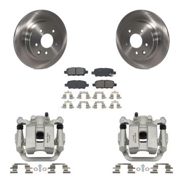 Rear Disc Brake Caliper Rotors And Semi-Metallic Pads Kit For INFINITI G35 KC8-100585S