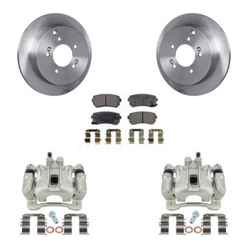 Rear Disc Brake Caliper Rotors Semi-Metallic Pad Kit For Hyundai Tucson Kia Sportage AWD KC8-100589P