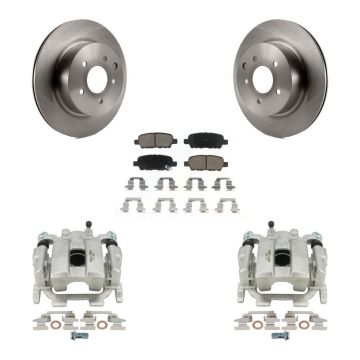 Rear Brake Caliper Rotors & Ceramic Pad Kit For INFINITI G37 QX50 Nissan 370Z EX37 G25 Z KC8-100602C