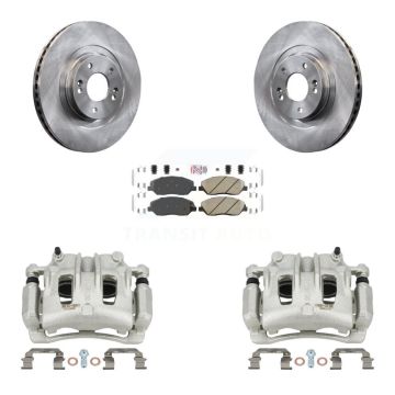 Front Disc Brake Caliper Rotors & Ceramic Pad Kit For 2013-2016 Hyundai Santa Fe XL 3.3L KC8-100603N