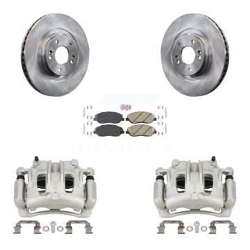 Front Disc Brake Caliper Rotors & Ceramic Pad Kit For 2013-2016 Hyundai Santa Fe XL 3.3L KC8-100604N