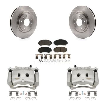 Front Brake Caliper Rotor Ceramic Pad Kit For 17-18 Nissan Rogue Without 3rd Row Seating KC8-100608T