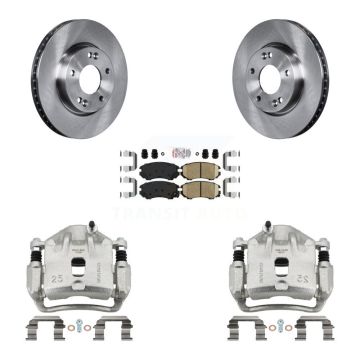 Front Disc Brake Caliper Rotors And Ceramic Pads Kit For 2010-2011 Kia Soul 2.0L KC8-100621N