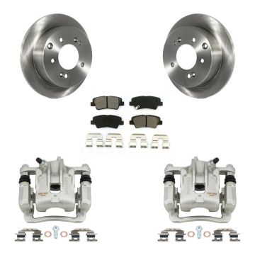 Rear Disc Brake Caliper Rotors And Semi-Metallic Pads Kit For 2010-2013 Kia Soul KC8-100621S