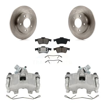 Rear Disc Brake Caliper Rotors And Semi-Metallic Pads Kit For 2004-2005 Mazda 3 2.0L KC8-100633S