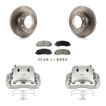 Front Brake Caliper Rotor Ceramic Pad Kit For 2010 Ford F-450 Super Duty Crew Cab Pickup KC8-100635T