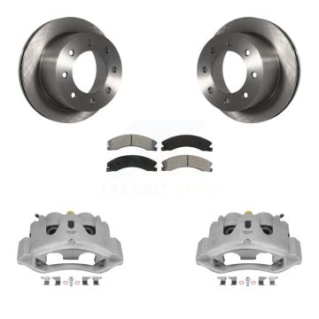 Rear Disc Brake Caliper Rotor And Semi-Metallic Pad Kit For GMC Sierra 3500 HD Chevrolet KC8-100642S