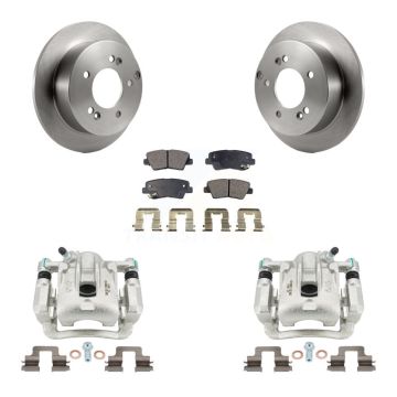 Rear Disc Brake Caliper Rotors & Semi-Metallic Pad Kit For 2009-2010 Hyundai Sonata 2.4L KC8-100645P