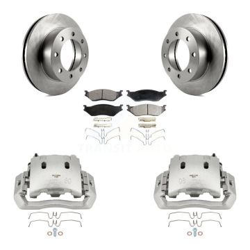 Front Brake Caliper Rotors & Ceramic Pad Kit For Ford F-450 Super Duty With 8 Lug Wheels KC8-100646T