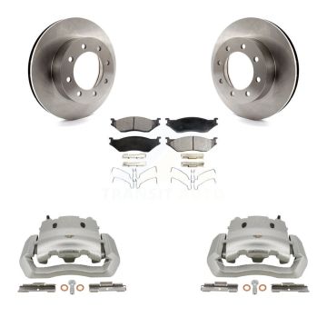 Front Disc Brake Caliper Rotors And Ceramic Pads Kit For Ford E-550 Super Duty Econoline KC8-100647T