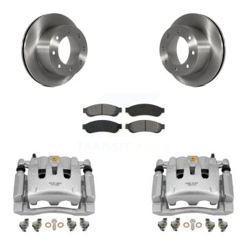Rear Disc Brake Caliper Rotors And Semi-Metallic Pad Kit For Ford F-250 Super Duty F-350 KC8-100651S