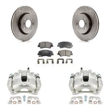 Front Brake Caliper Rotor Ceramic Pad Kit For 2017 Kia Rio LX EX With 14" Factory Wheels KC8-100654T