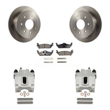 Rear Disc Brake Caliper Rotors And Semi-Metallic Pads Kit For Ford F-150 KC8-100655P