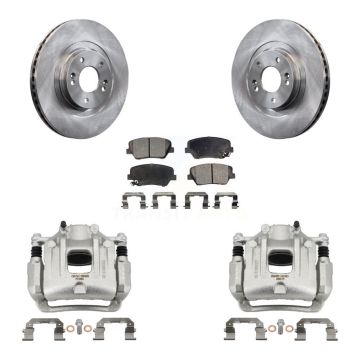 Front Brake Caliper Rotors & Ceramic Pad Kit For 2014-2015 Kia Sorento Limited with 3.3L KC8-100663T