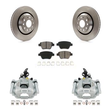Rear Disc Brake Caliper Rotor & Semi-Metallic Pad Kit For Volkswagen GTI Audi A3 Quattro KC8-100664S