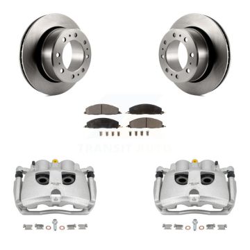 Rear Disc Brake Caliper Rotors And Semi-Metallic Pads Kit For Ram 3500 2500 Dodge KC8-100674P
