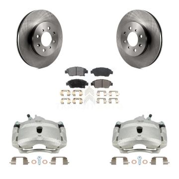 Front Brake Caliper Rotor Ceramic Pad Kit For Honda Civic Si with 1.7L With 4 Lug Wheels KC8-100675T