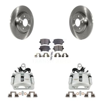 Rear Disc Brake Caliper Rotor Semi-Metallic Pad Kit For 2009 Audi A4 Quattro Convertible KC8-100681P