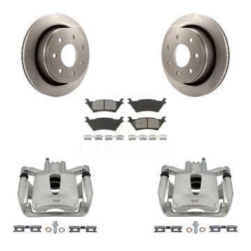 Rear Brake Caliper Rotors & Semi-Metallic Pad Kit For 12-14 Ford F-150 With 7 Lug Wheels KC8-100684S
