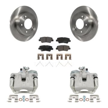 Rear Disc Brake Caliper Rotors And Semi-Metallic Pads Kit For 2017-2018 Kia Soul KC8-100685P