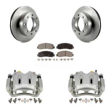 Front Disc Brake Caliper Rotors And Ceramic Pads Kit For Ford F-250 Super Duty F-350 4WD KC8-100686T