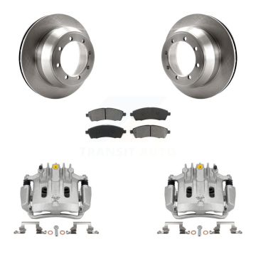 Rear Disc Brake Caliper Rotors And Semi-Metallic Pads Kit For Ford F-350 Super Duty KC8-100688S