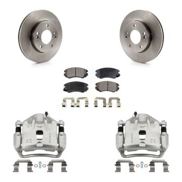 Front Disc Brake Caliper Rotors And Ceramic Pads Kit For 2010-2011 Kia Soul 1.6L KC8-100695T