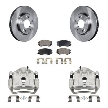 Front Disc Brake Caliper Rotors And Ceramic Pads Kit For 2010-2011 Kia Soul 2.0L KC8-100696T