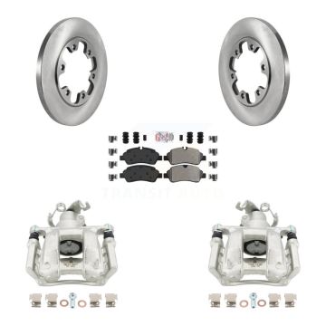 Rear Brake Caliper Rotor Semi-Metallic Pad Kit For Ford Transit-350 HD With 6 Lug Wheels KC8-100698N