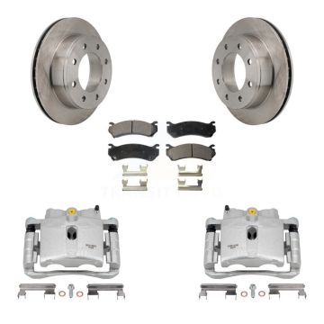 Rear Brake Caliper Rotor & Semi-Metallic Pad Kit For Chevrolet GMC Sierra 2500 HD Hummer KC8-100703P