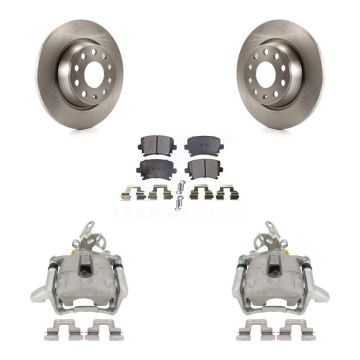 Rear Disc Brake Caliper Rotor & Semi-Metallic Pad Kit For Volkswagen GTI Audi A3 Quattro KC8-100710P