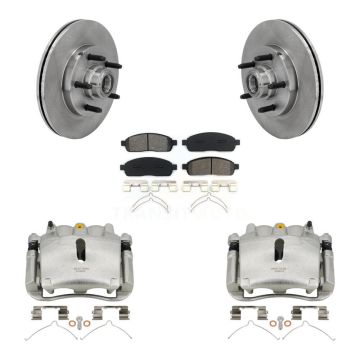 Front Brake Caliper Rotors Semi-Metallic Pad Kit For 04 Ford F-150 RWD With 5 Lug Wheels KC8-100714S