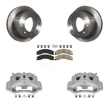 Rear Disc Brake Caliper Rotor Ceramic Pad Kit For GMC Sierra 3500 HD Chevrolet Silverado KC8-100717N