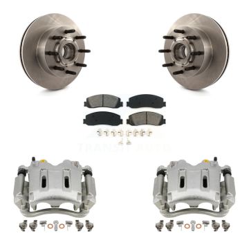 Front Disc Brake Caliper Rotor Semi-Metallic Pad Kit For Ford F-250 Super Duty F-350 RWD KC8-100717S